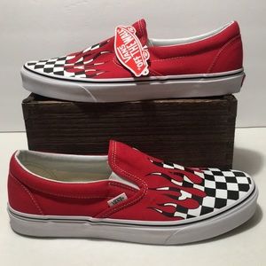 Vans Slip On Checkered Flame Racing Shoes Size 11